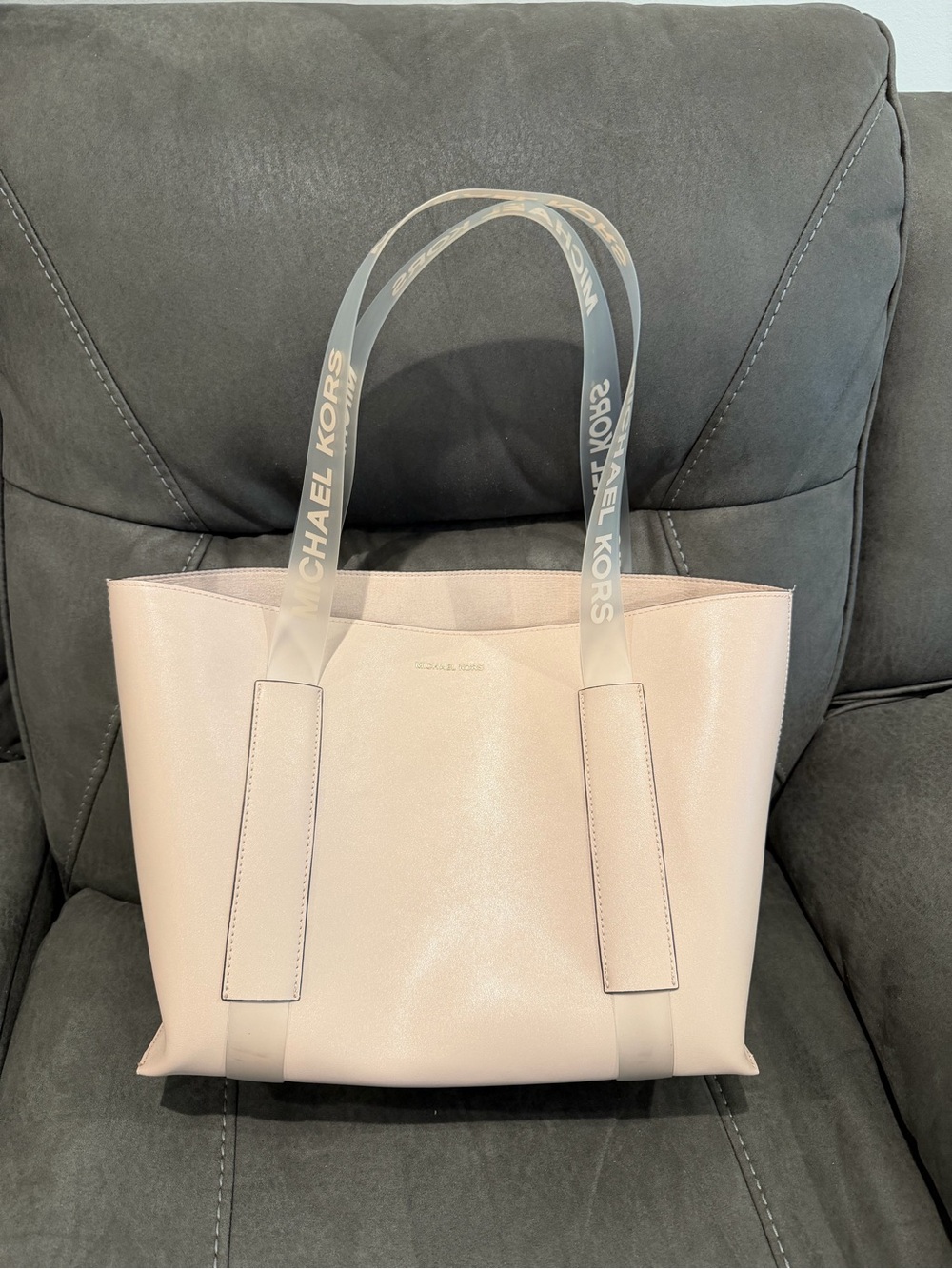 Michael Kors Blush Pink Leather Tote with Branded Web Handles